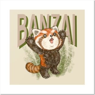 Banzai red panda Posters and Art